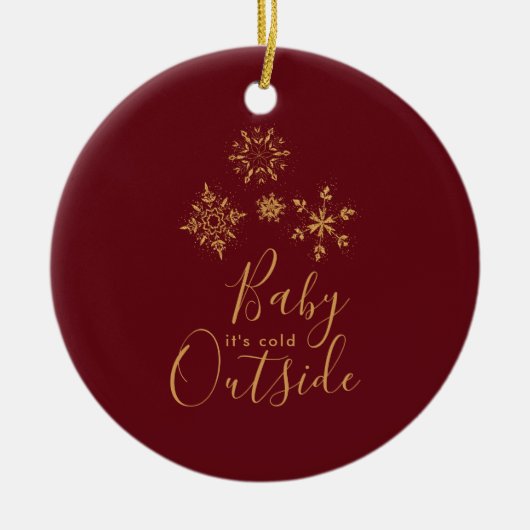 Baby het is koud buiten Golden Snowflakes Keramisch Ornament (Voorkant)