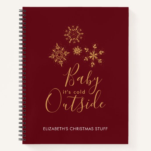 Baby het is koud buiten Golden Snowflakes Notitieboek (Voorkant)