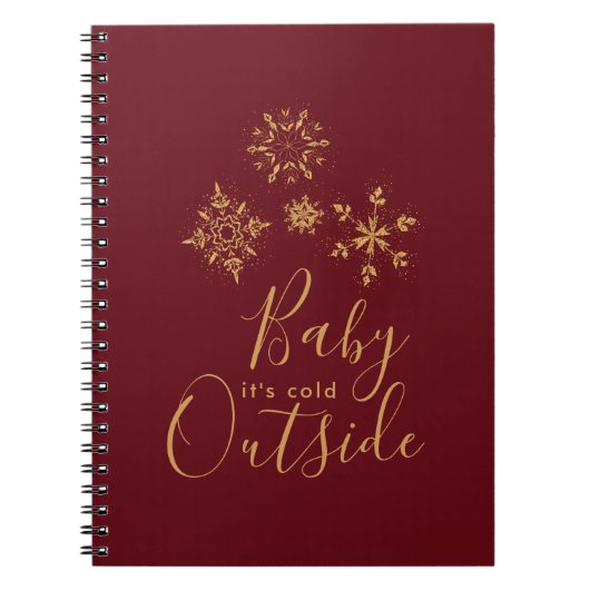 Baby het is koud buiten Golden Snowflakes Notitieboek (Voorkant)