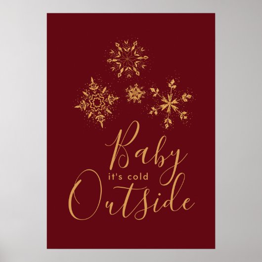 Baby het is koud buiten Golden Snowflakes Poster (Voorkant)