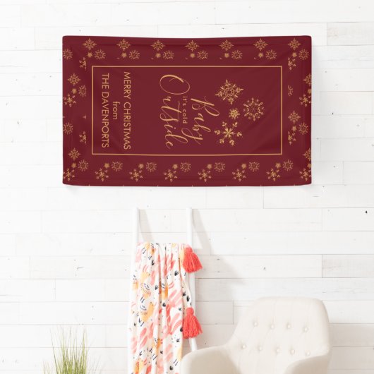 Baby het is koud buiten Golden Snowflakes Spandoek (Insitu)