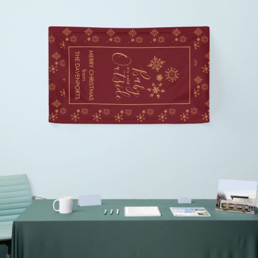 Baby het is koud buiten Golden Snowflakes Spandoek (Beurs)