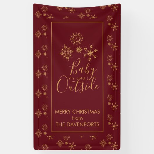 Baby het is koud buiten Golden Snowflakes Spandoek (Verticaal)