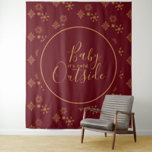 Baby het is koud buiten Golden Snowflakes Wandkleed