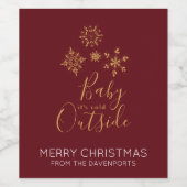 Baby het is koud buiten Golden Snowflakes Wijn Etiket (Enkel label)