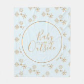 Baby het is koud buiten goudneeuwvlokken op blauw fleece deken (Voorkant)