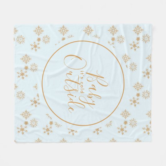 Baby het is koud buiten goudneeuwvlokken op blauw fleece deken (Voorkant (Horizontaal))