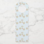 Baby het is koud buiten goudneeuwvlokken op blauw flessenhanger (Achterkant)