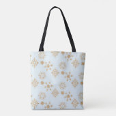 Baby het is koud buiten goudneeuwvlokken op blauw tote bag (Achterkant)