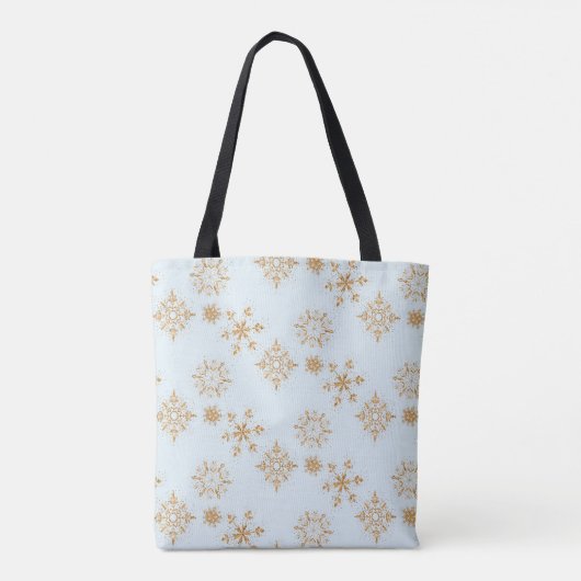 Baby het is koud buiten goudneeuwvlokken op blauw tote bag (Achterkant)