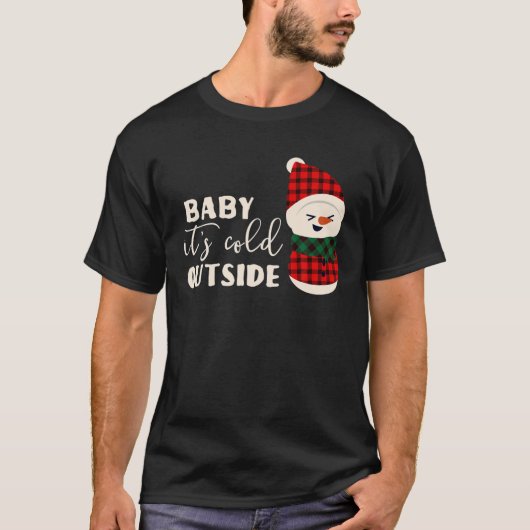 Baby Het is koud buiten grappige Ugly Pajama kerst T-shirt (Voorkant)