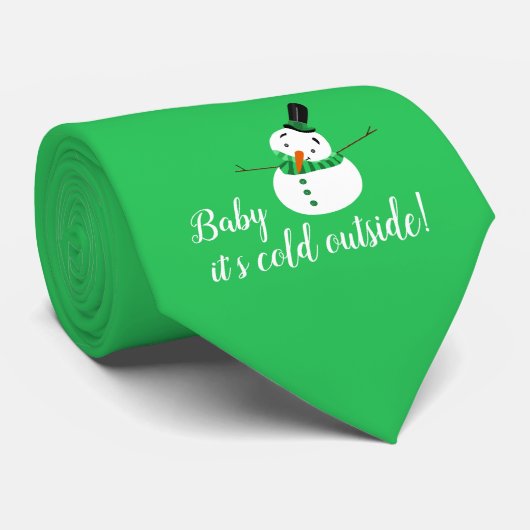 Baby Het is koud buiten, Green Snowman Stropdas (Opgerold)
