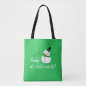 Baby Het is koud buiten, Green Snowman Tote Bag (Voorkant)