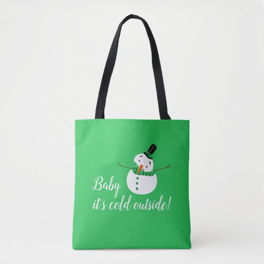 Baby Het is koud buiten, Green Snowman Tote Bag (Voorkant)