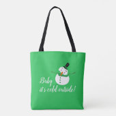 Baby Het is koud buiten, Green Snowman Tote Bag (Achterkant)