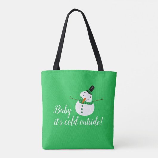 Baby Het is koud buiten, Green Snowman Tote Bag (Achterkant)