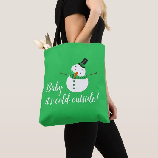 Baby Het is koud buiten, Green Snowman Tote Bag (Dichtbij)
