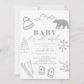 Baby Het is koud buiten grijs ski-Baby shower Kaart (Voorkant)