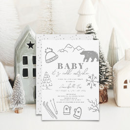Baby Het is koud buiten grijs ski-Baby shower Kaart