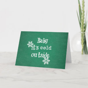 Baby het is koud buiten: groene faux trui feestdagen kaart