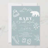 Baby Het is koud buiten handgetekend blauw Baby sh Kaart (Voorkant)