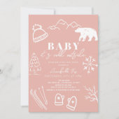 Baby Het is koud buiten handgetekende roze Baby sh Kaart (Voorkant)