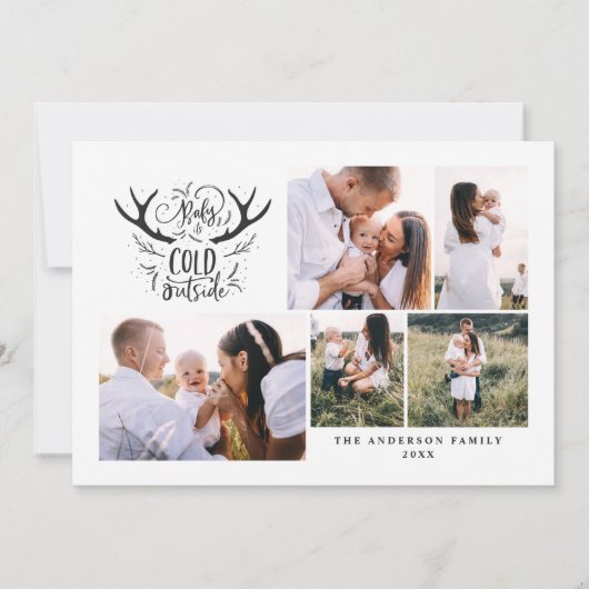 Baby het is koud buiten hert kerstvakantie feestdagenkaart (Voorkant)