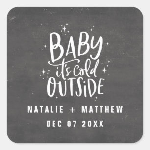 Baby het is koud buiten hert kerstvakantie vierkante sticker