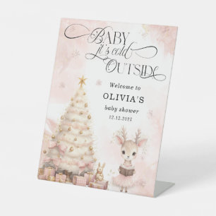 Baby het is koud Buiten Herten Baby shower Welkom Reclamebord Met Voetstuk