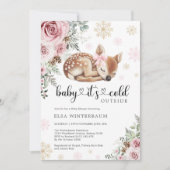 Baby Het is koud Buiten Herten Roze Goud Baby show Kaart (Voorkant)
