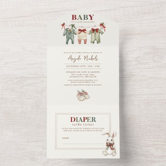 Baby Het is koud buiten het Baby shower All In One Uitnodiging (Binnen)