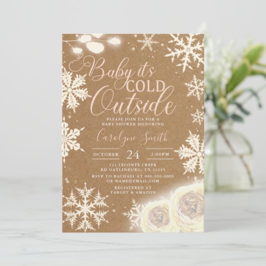 Baby Het is koud buiten het Baby shower Invitati. Kaart (Staand voorkant)