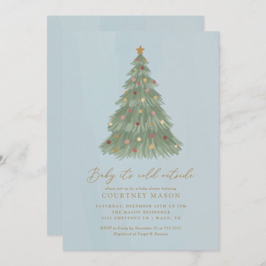Baby Het is koud buiten het Baby shower van de ker Kaart (Voorkant / Achterkant)