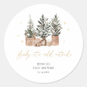 Baby Het is koud buiten het Baby shower van de ker Ronde Sticker (Voorkant)