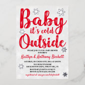 Baby Het is koud buiten het Baby shower van de win Folie Uitnodiging (Voorkant)