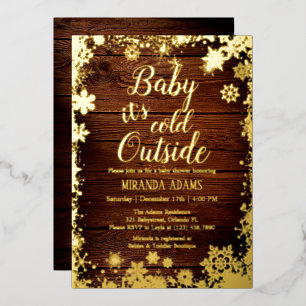 Baby het is koud buiten het Baby shower van de win Folie Uitnodiging