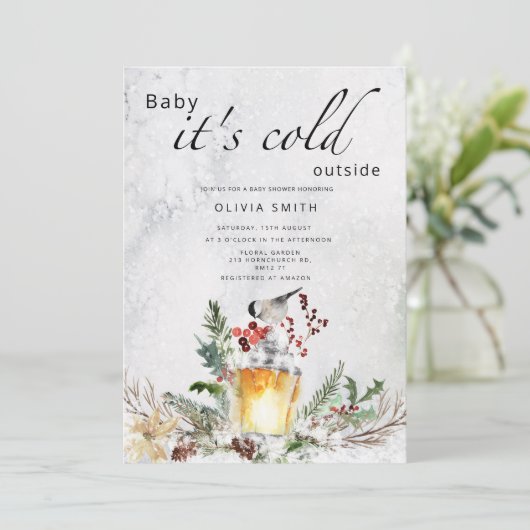Baby het is koud buiten het baby shower van de win kaart (Staand voorkant)