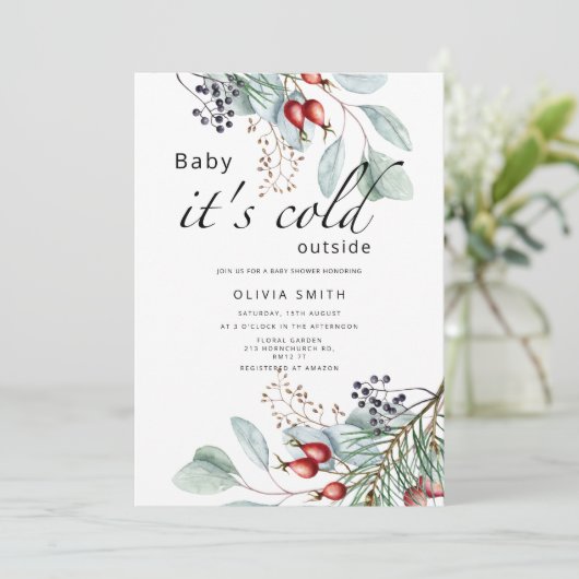 Baby het is koud buiten het baby shower van de win kaart (Staand voorkant)