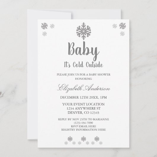 Baby Het is koud buiten het Baby shower van de win Kaart (Voorkant)