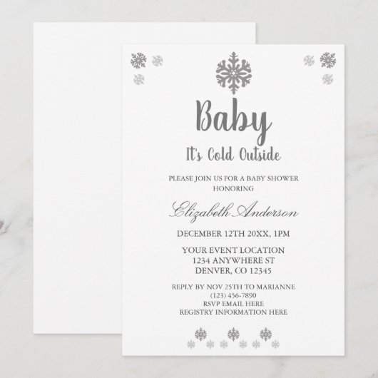 Baby Het is koud buiten het Baby shower van de win Kaart (Voorkant / Achterkant)