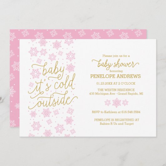 Baby Het is koud buiten het Baby shower van de Win Kaart (Voorkant / Achterkant)