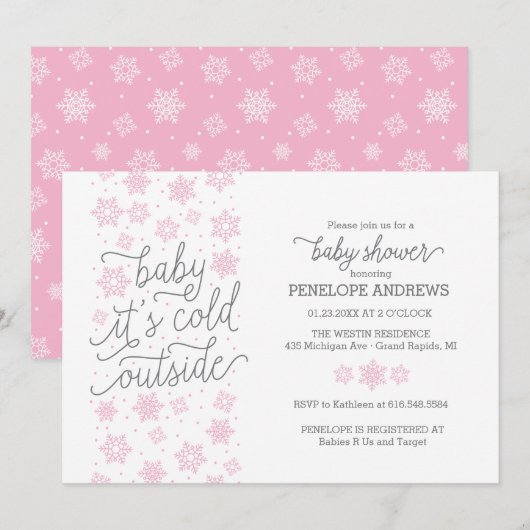 Baby Het is koud buiten het Baby shower van de Win Kaart (Voorkant / Achterkant)