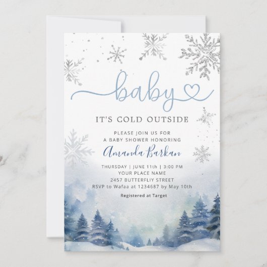 Baby Het is Koud Buiten het Baby shower van de Win Kaart (Voorkant)