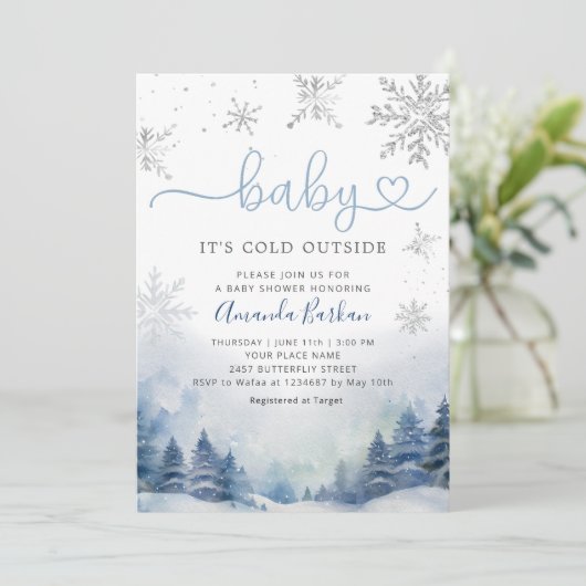 Baby Het is Koud Buiten het Baby shower van de Win Kaart (Staand voorkant)