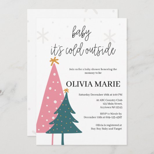 Baby Het is koud buiten het Baby shower van de win Kaart (Voorkant / Achterkant)