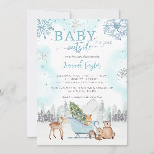 Baby Het is koud buiten het Baby shower van de Win Kaart (Voorkant)