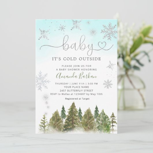 Baby Het is Koud Buiten het Baby shower van de Win Kaart (Staand voorkant)