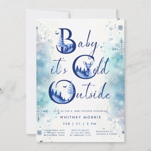 Baby Het is koud buiten het Baby shower van de win Kaart (Voorkant)