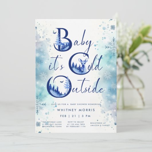 Baby Het is koud buiten het Baby shower van de win Kaart (Staand voorkant)