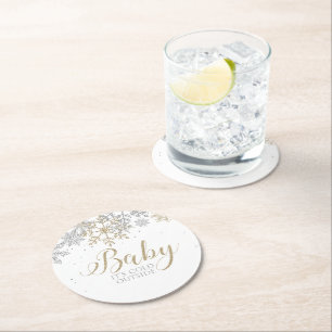 Baby Het is koud buiten het Baby shower van de win Ronde Kartonnen Onderzetter